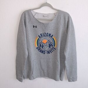 Under Armour Grey Arizona Grand Invite ColdGear Loose Raw Edges Sweatshirt Sz L
